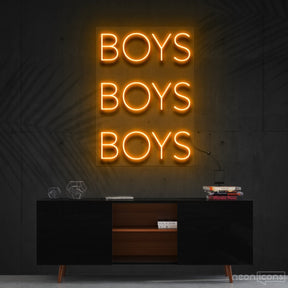 "Boys Boys Boys" Neon Sign 60cm (2ft) / Orange / Cut to Shape by Neon Icons