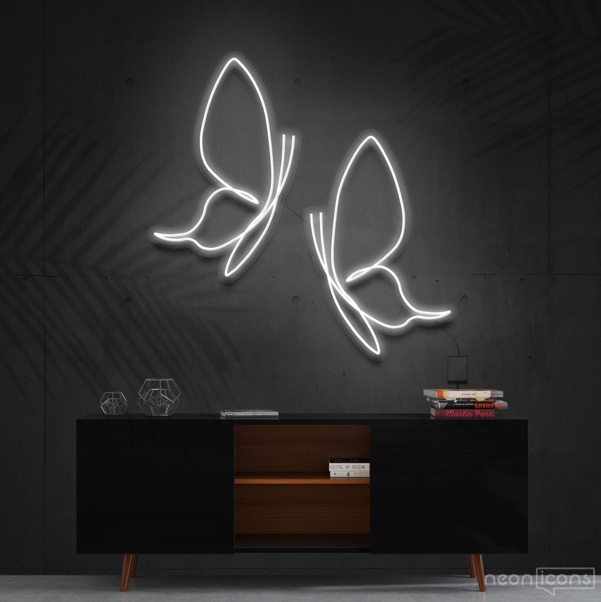 "Butterflies" Neon Sign 60cm (2ft) / White / Cut to Shape by Neon Icons