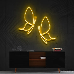 "Butterflies" Neon Sign 60cm (2ft) / Yellow / Cut to Shape by Neon Icons