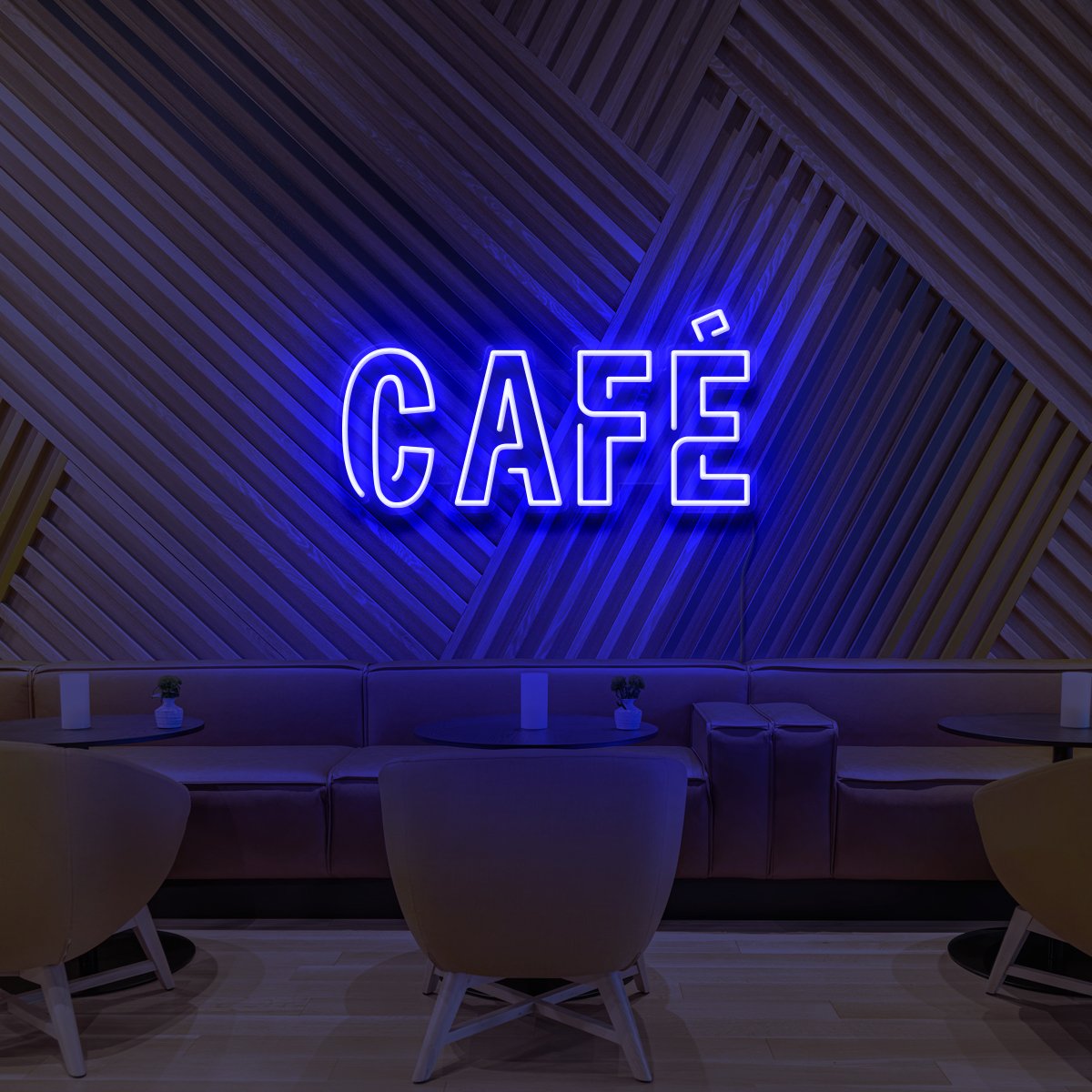 "Café" Neon Sign for Cafés 60cm (2ft) / Blue / LED Neon by Neon Icons