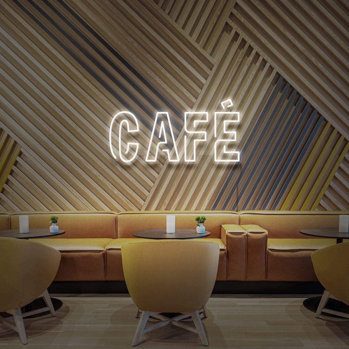 "Café" Neon Sign for Cafés 60cm (2ft) / White / LED Neon by Neon Icons