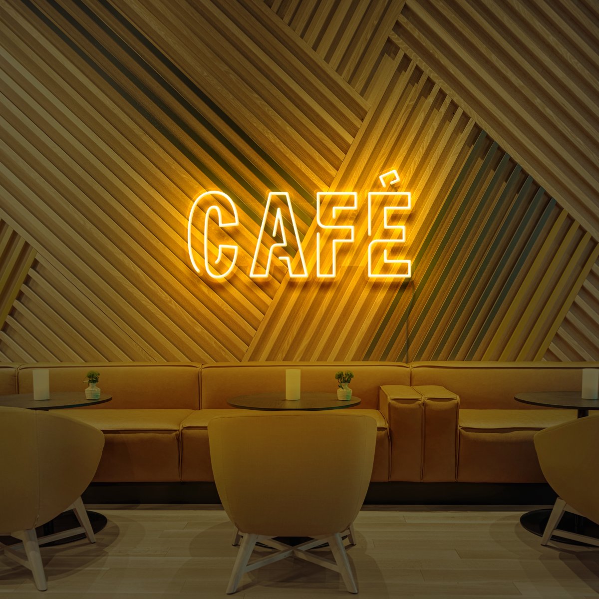 "Café" Neon Sign for Cafés 60cm (2ft) / Yellow / LED Neon by Neon Icons