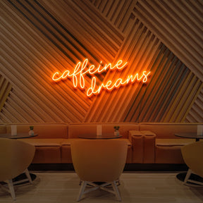 "Caffeine Dreams" Neon Sign for Cafés 60cm (2ft) / Orange / LED Neon by Neon Icons