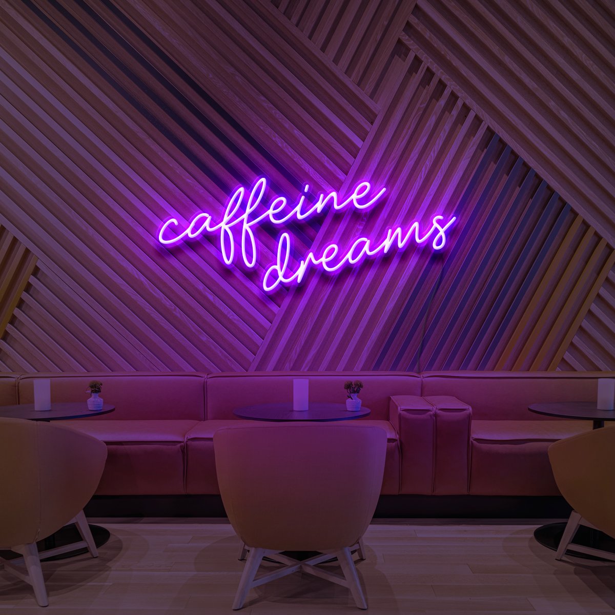 "Caffeine Dreams" Neon Sign for Cafés 60cm (2ft) / Purple / LED Neon by Neon Icons