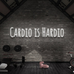 "Cardio is Hardio" Neon Sign for Gyms & Fitness Studios 90cm (3ft) / White / LED Neon by Neon Icons