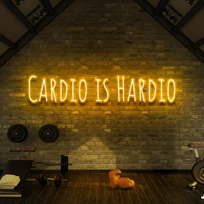 "Cardio is Hardio" Neon Sign for Gyms & Fitness Studios 90cm (3ft) / Yellow / LED Neon by Neon Icons