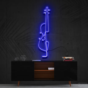 "Cello Line Art" Neon Sign 90cm (3ft) / Blue / Cut to Shape by Neon Icons