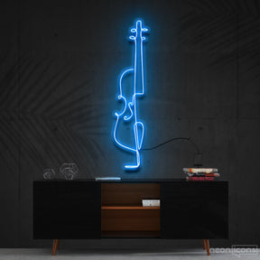 "Cello Line Art" Neon Sign 90cm (3ft) / Ice Blue / Cut to Shape by Neon Icons