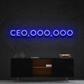 "CEO, OOO, OOO" Neon Sign 60cm (2ft) / Blue / Cut to Shape by Neon Icons