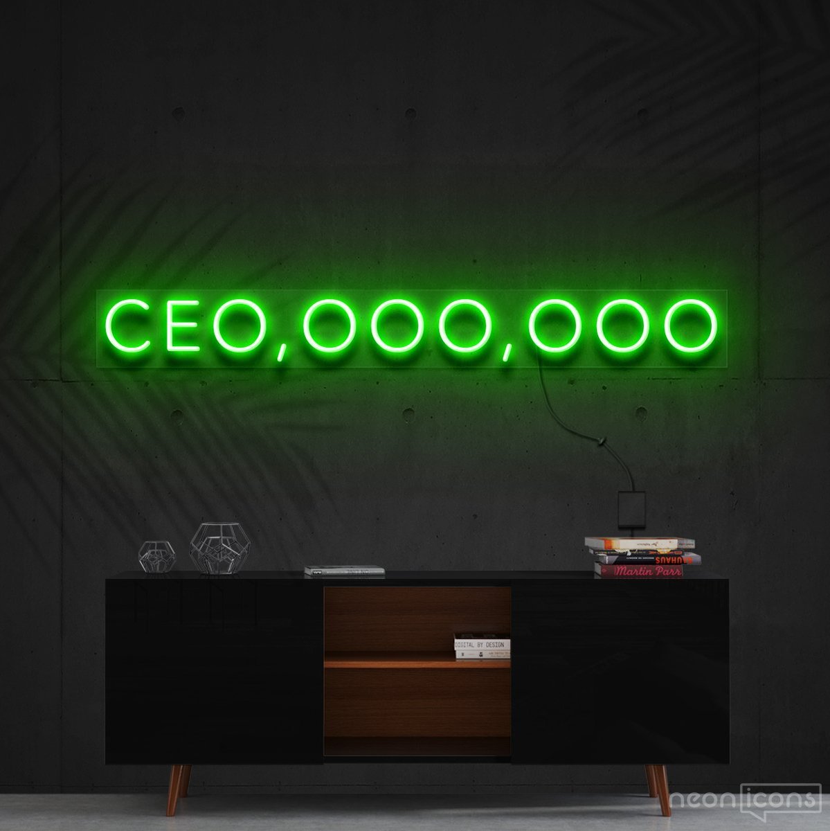 "CEO, OOO, OOO" Neon Sign 60cm (2ft) / Green / Cut to Shape by Neon Icons