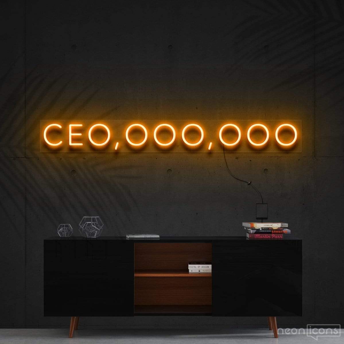 "CEO, OOO, OOO" Neon Sign 60cm (2ft) / Orange / Cut to Shape by Neon Icons