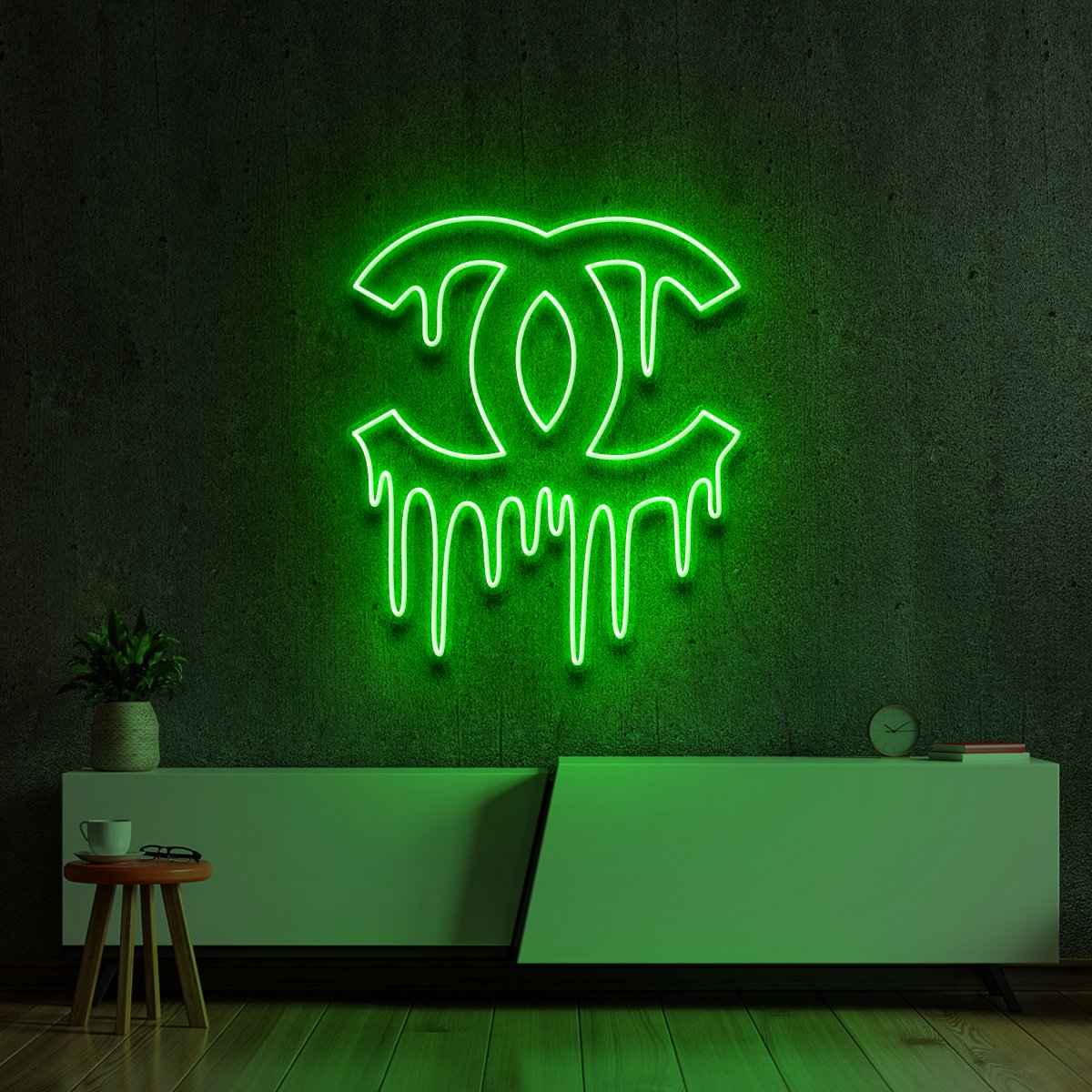 "Chanel Drip" Neon Sign 60cm (2ft) / Green / Cut to Shape by Neon Icons