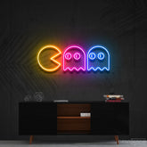 "Chasing Ghosts" Multicolour Neon Sign 60cm (2ft) / Yellow Pink & Ice Blue / Cut to Shape by Neon Icons