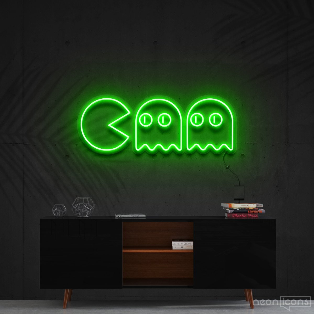 "Chasing Ghosts" Neon Sign 60cm (2ft) / Green / Cut to Shape by Neon Icons