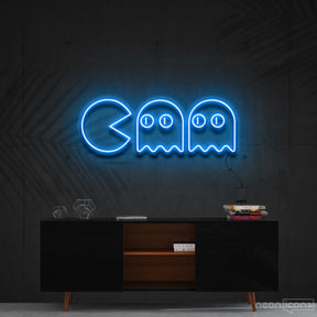 "Chasing Ghosts" Neon Sign 60cm (2ft) / Ice Blue / Cut to Shape by Neon Icons