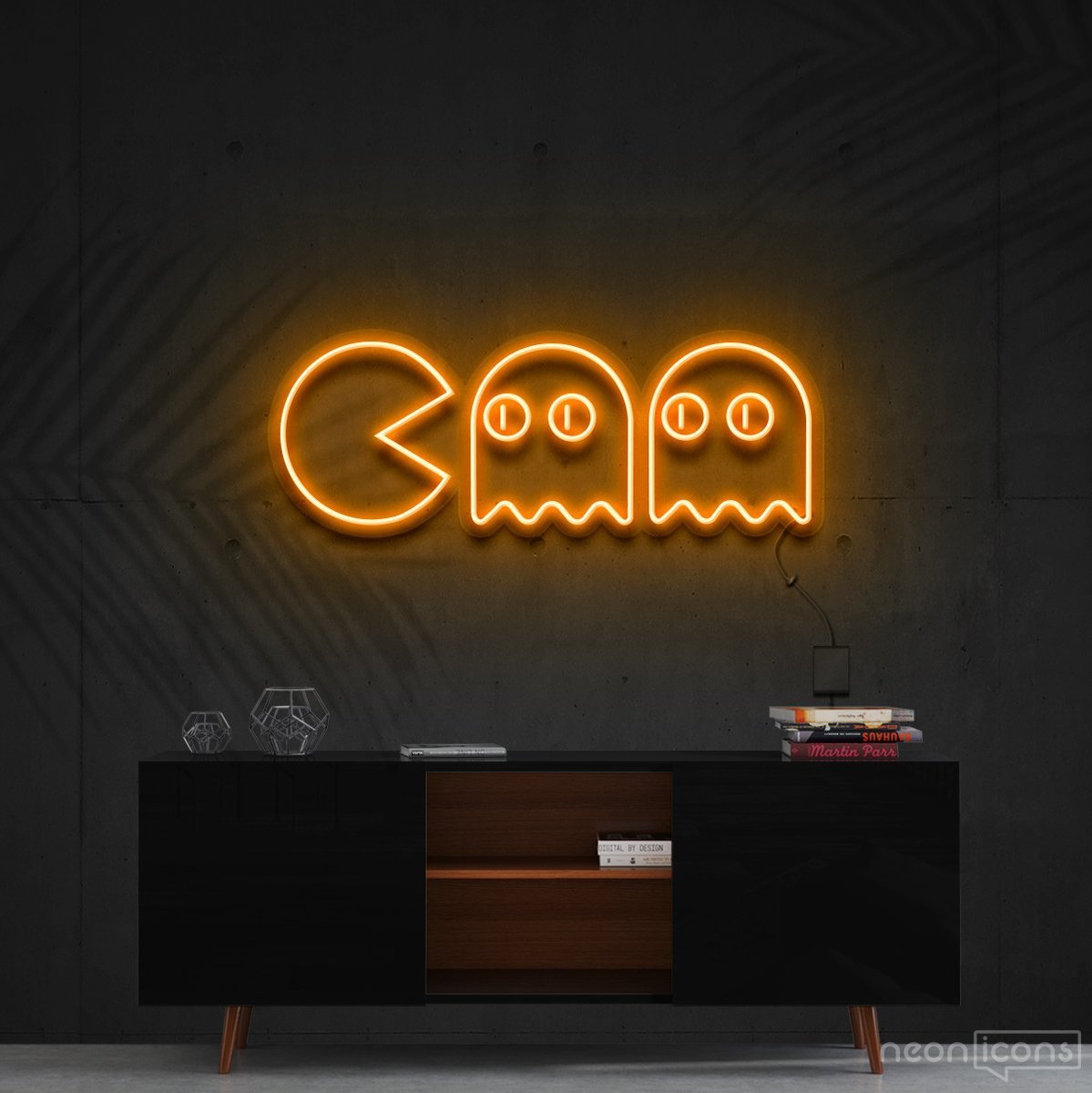 "Chasing Ghosts" Neon Sign 60cm (2ft) / Orange / Cut to Shape by Neon Icons