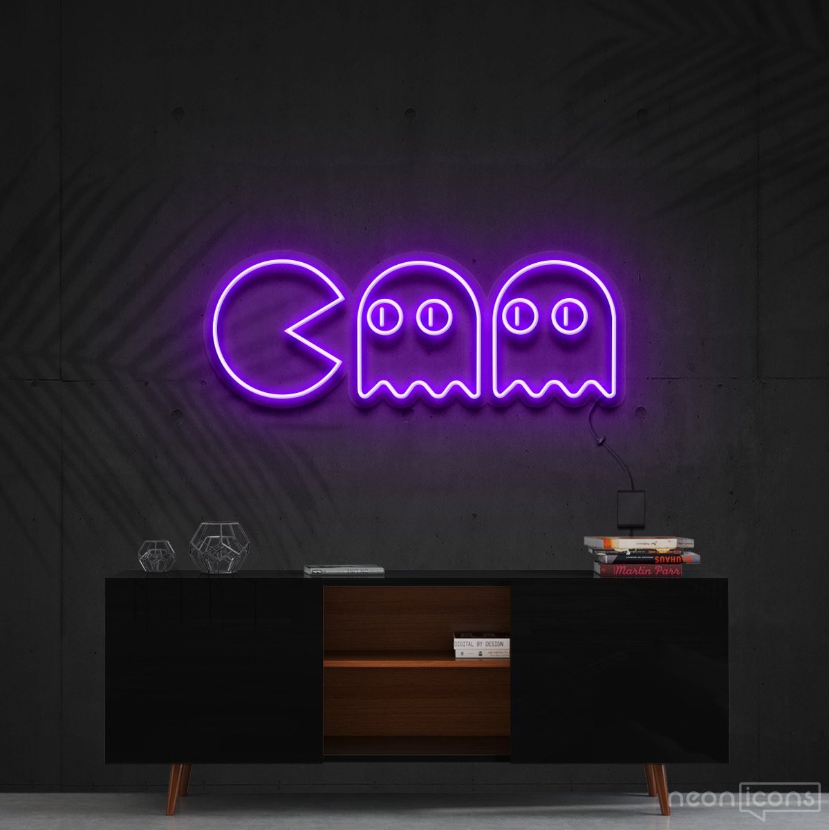 "Chasing Ghosts" Neon Sign 60cm (2ft) / Purple / Cut to Shape by Neon Icons