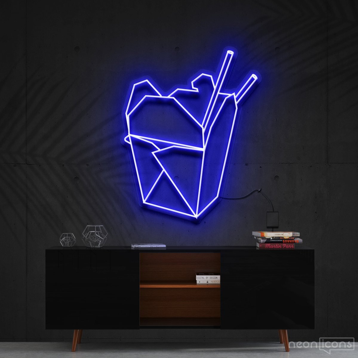 "Chinese Takeout" Neon Sign 60cm (2ft) / Blue / Cut to Shape by Neon Icons