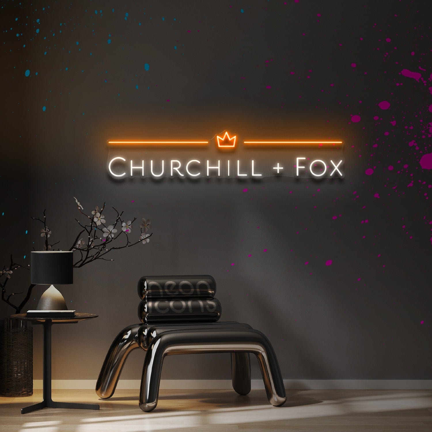 "Churchill + Fox" Custom Neon Sign