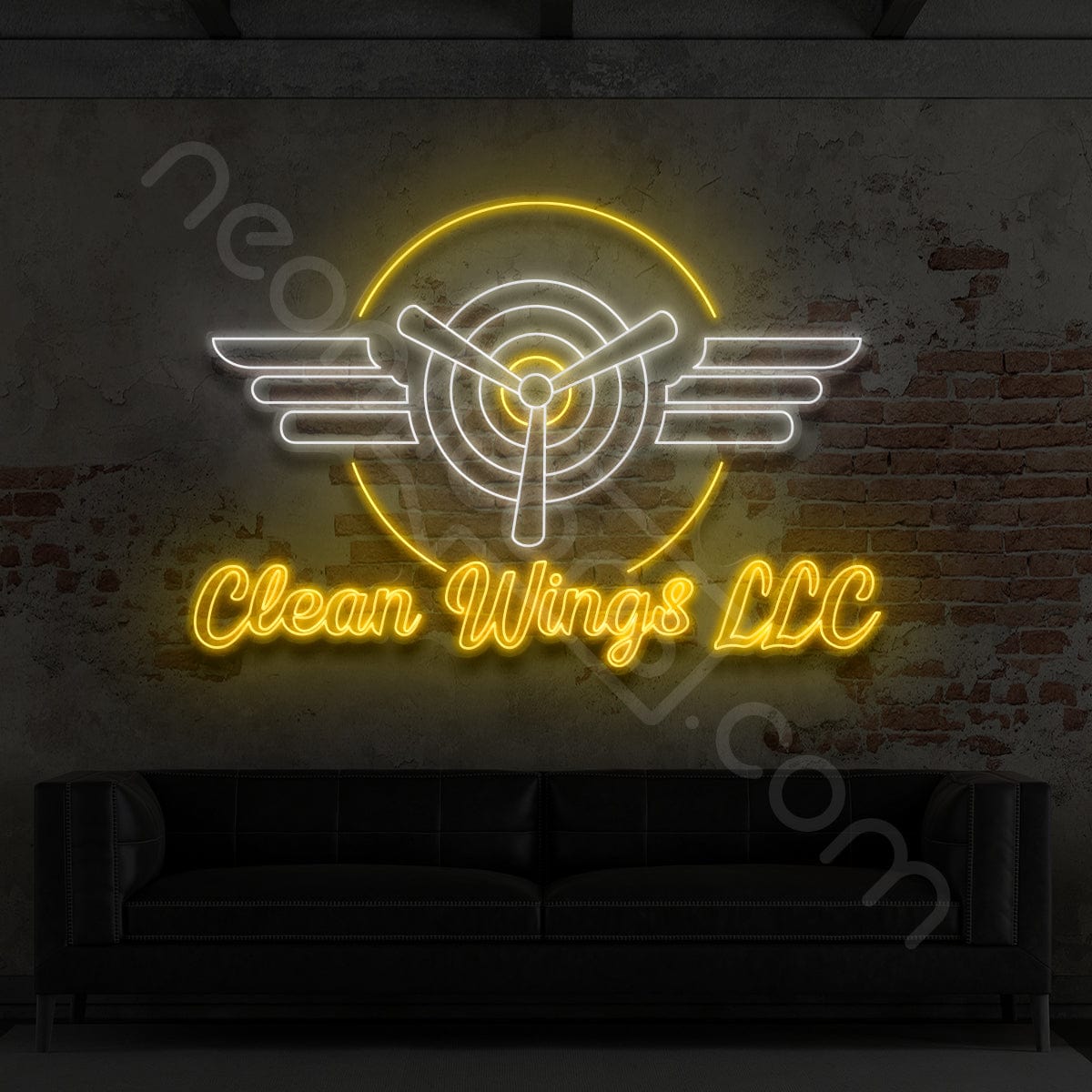 "Clean Wings LLC" Custom Neon Sign