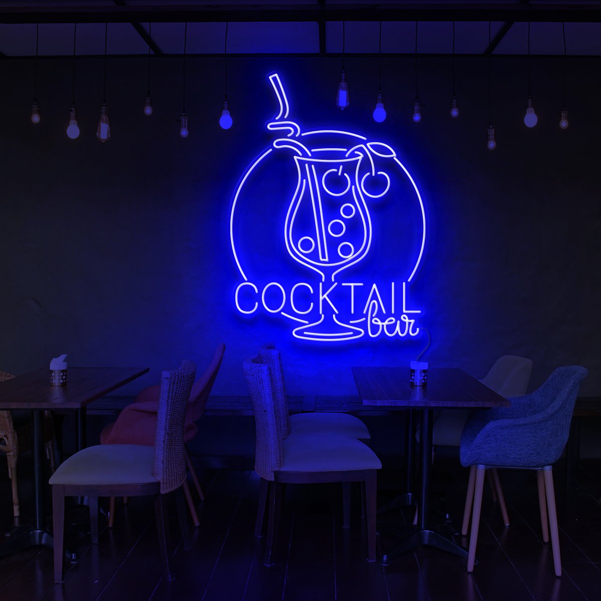 "Cocktail Bar" Neon Sign for Bars & Restaurants 90cm (3ft) / Blue / LED Neon by Neon Icons