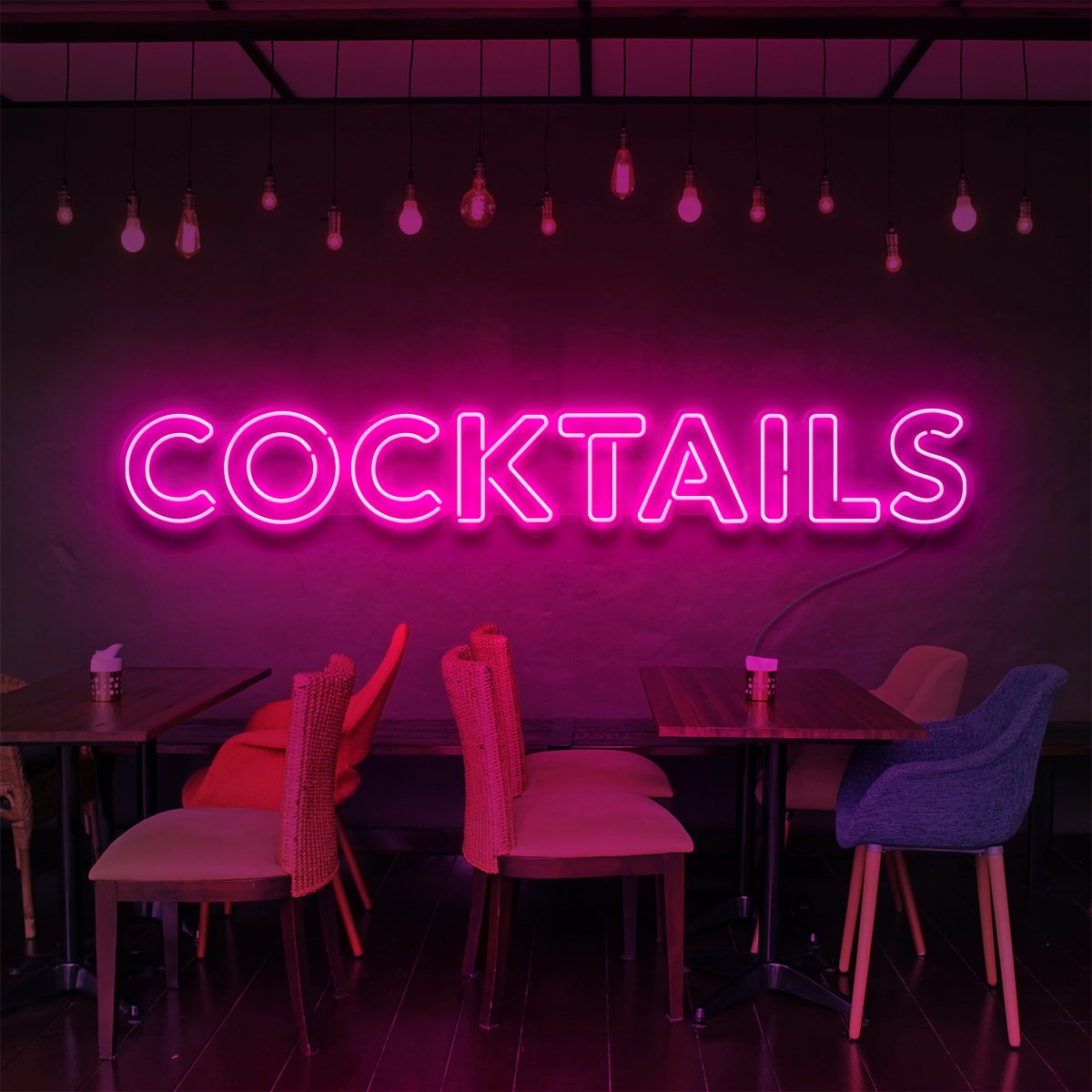 "Cocktails" Neon Sign for Bars & Restaurants 90cm (3ft) / Pink / LED Neon by Neon Icons