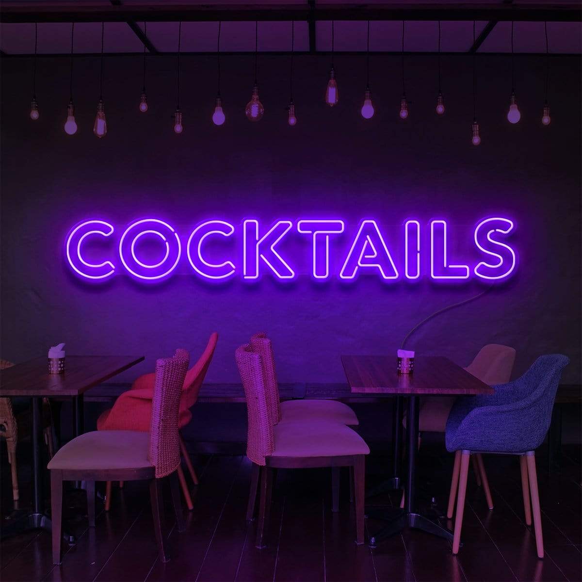 "Cocktails" Neon Sign for Bars & Restaurants 90cm (3ft) / Purple / LED Neon by Neon Icons