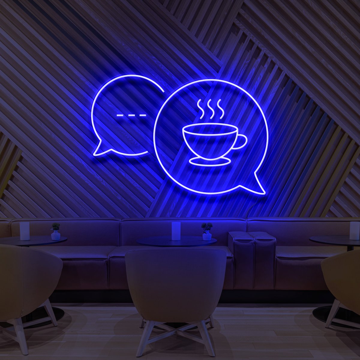 "Coffee Chats" Neon Sign for Cafés 60cm (2ft) / Blue / LED Neon by Neon Icons