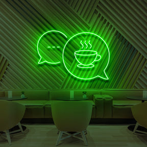 "Coffee Chats" Neon Sign for Cafés 60cm (2ft) / Green / LED Neon by Neon Icons