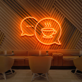 "Coffee Chats" Neon Sign for Cafés 60cm (2ft) / Orange / LED Neon by Neon Icons