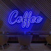 "Coffee" Neon Sign for Cafés 60cm (2ft) / Blue / LED Neon by Neon Icons