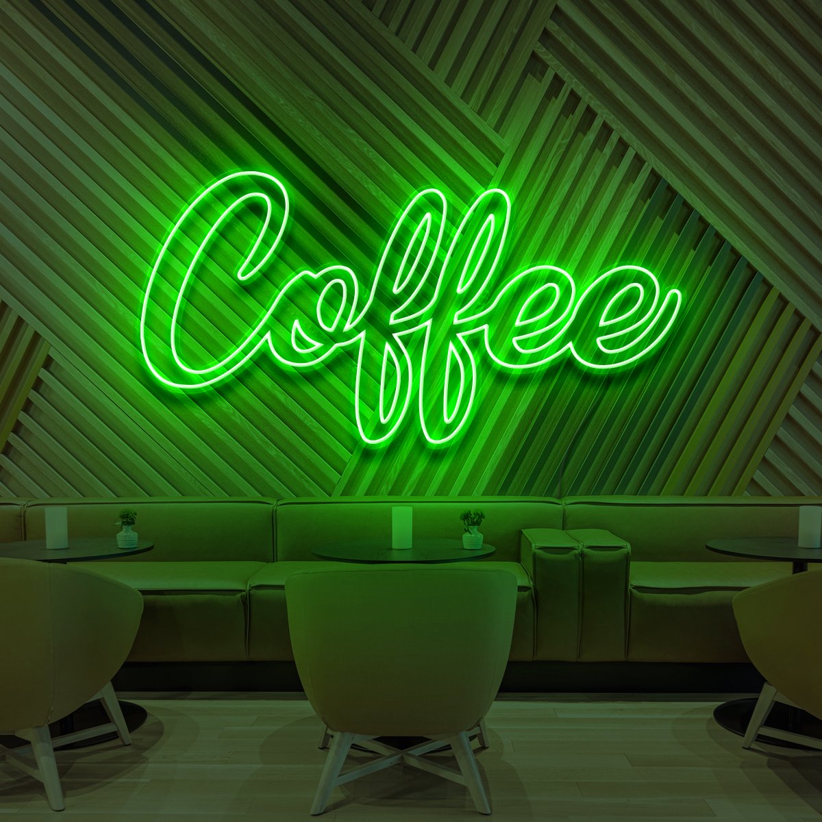 "Coffee" Neon Sign for Cafés 60cm (2ft) / Green / LED Neon by Neon Icons