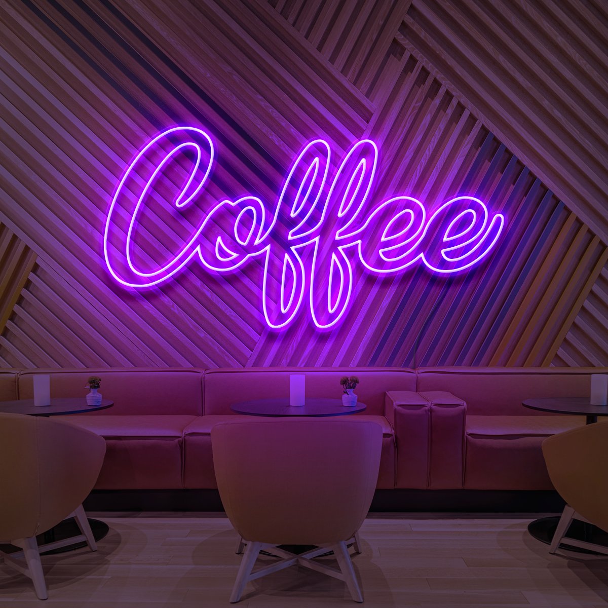 "Coffee" Neon Sign for Cafés 60cm (2ft) / Purple / LED Neon by Neon Icons