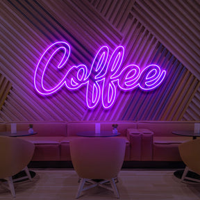 "Coffee" Neon Sign for Cafés 60cm (2ft) / Purple / LED Neon by Neon Icons