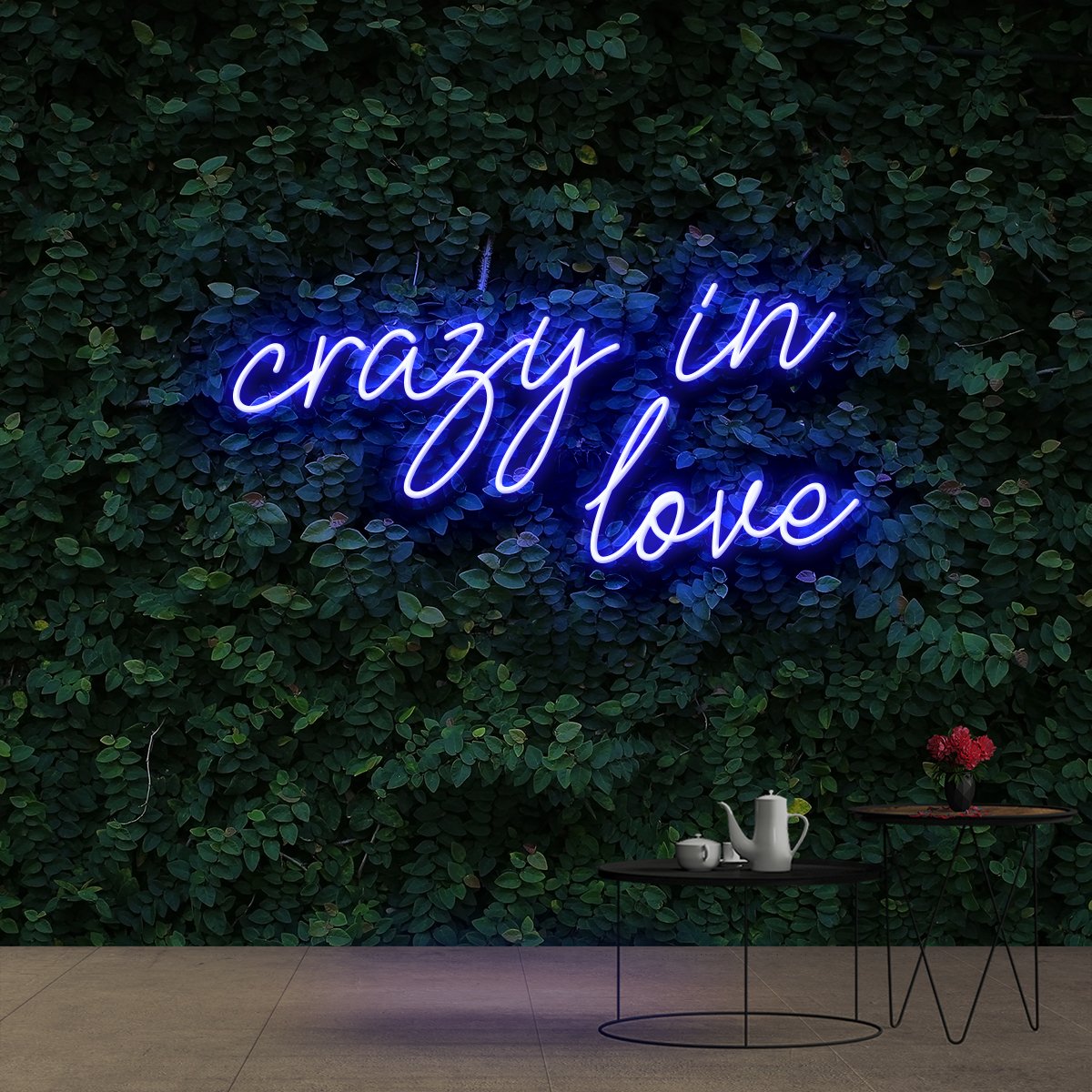 "Crazy In Love" Neon Sign 60cm (2ft) / Blue / Cut to Shape by Neon Icons