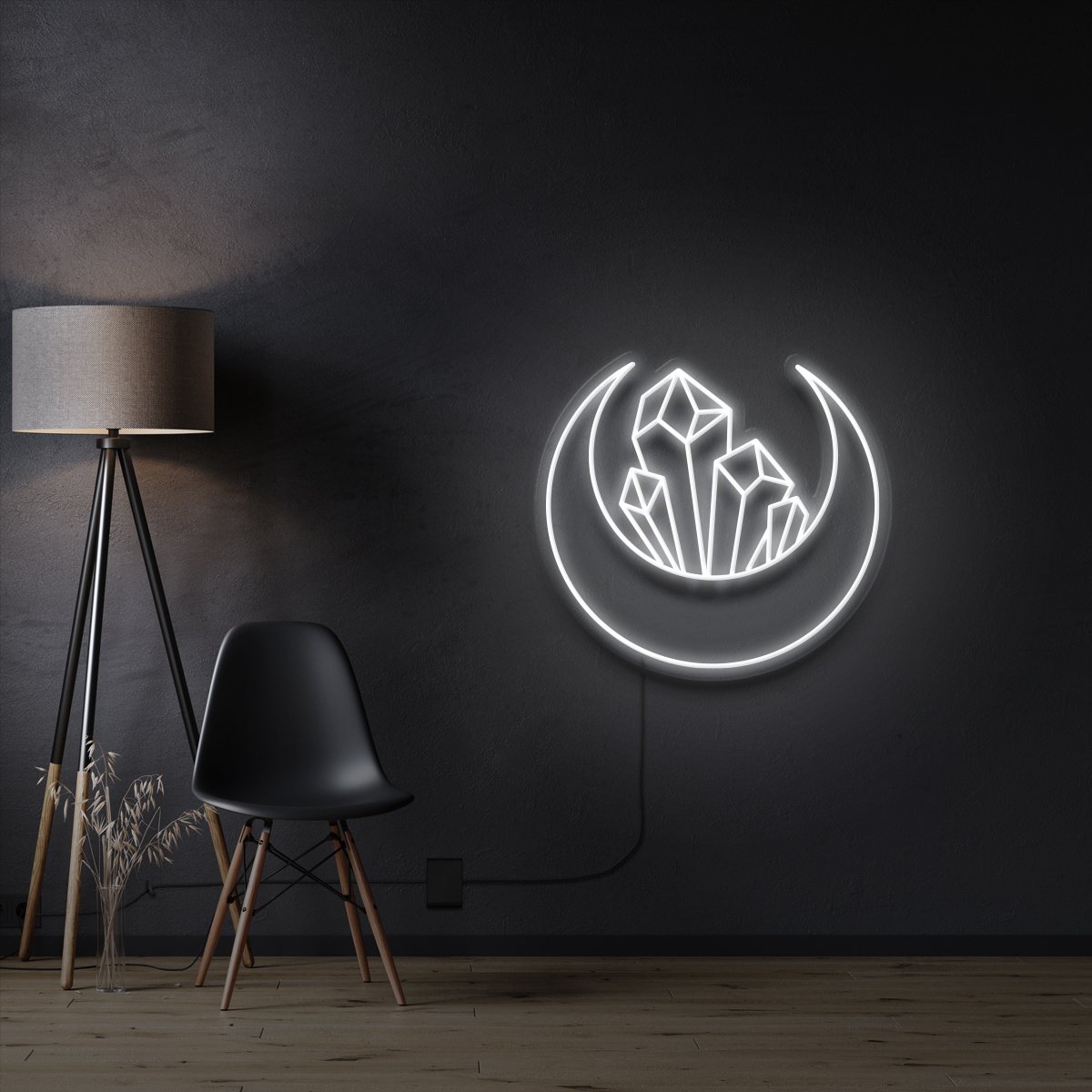 "Crystal Moon Logo & Text" Neon Sign