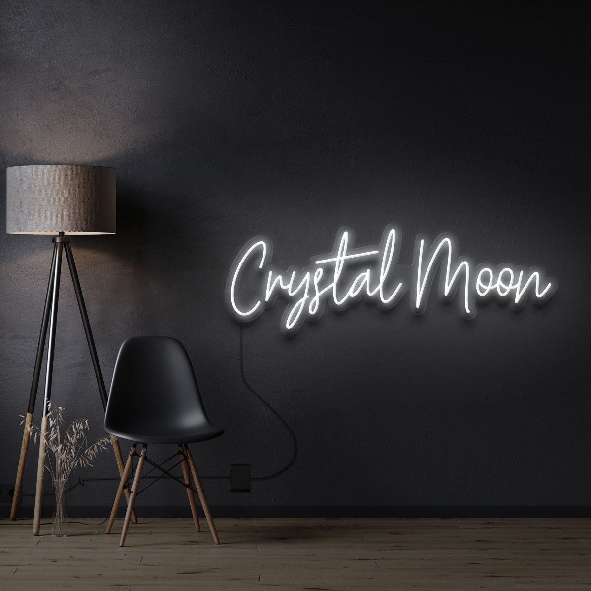 "Crystal Moon Logo & Text" Neon Sign