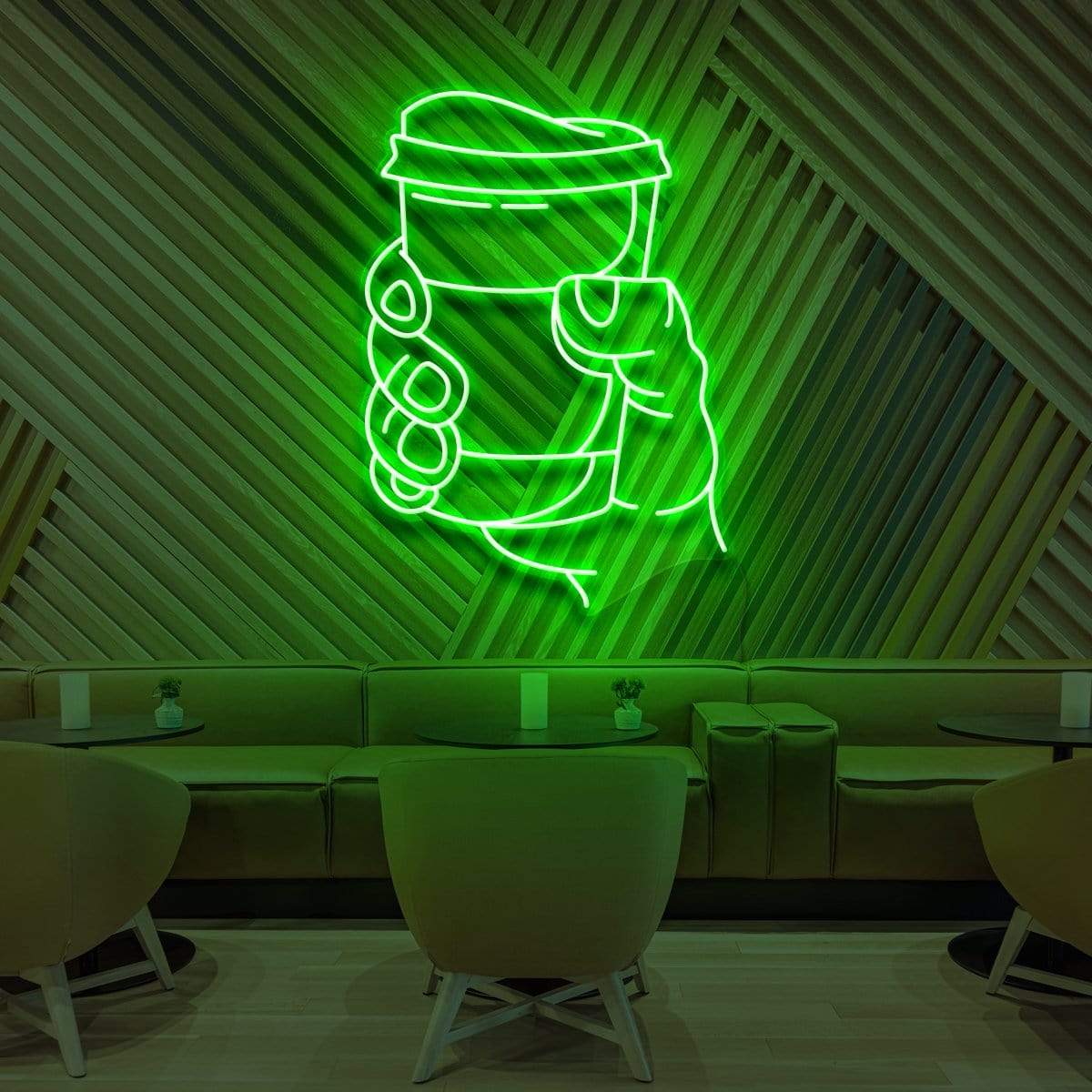 "Cup O' Joe" Neon Sign for Cafés 60cm (2ft) / Green / LED Neon by Neon Icons