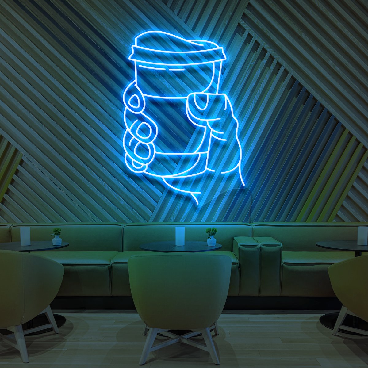 "Cup O' Joe" Neon Sign for Cafés 60cm (2ft) / Ice Blue / LED Neon by Neon Icons
