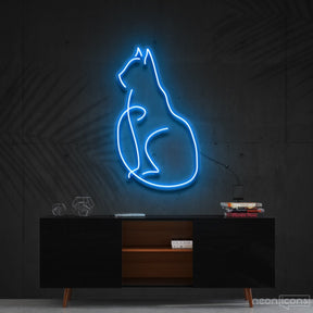 "Curious Cat" Neon Sign 60cm (2ft) / Ice Blue / Cut to Shape by Neon Icons