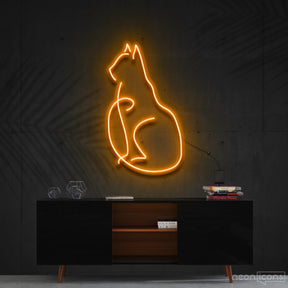 "Curious Cat" Neon Sign 60cm (2ft) / Orange / Cut to Shape by Neon Icons