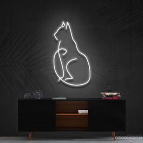 "Curious Cat" Neon Sign 60cm (2ft) / White / Cut to Shape by Neon Icons