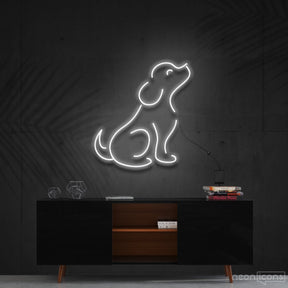 "Curious Dog" Neon Sign 60cm (2ft) / White / Cut to Shape by Neon Icons