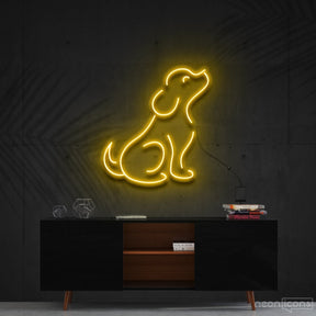 "Curious Dog" Neon Sign 60cm (2ft) / Yellow / Cut to Shape by Neon Icons