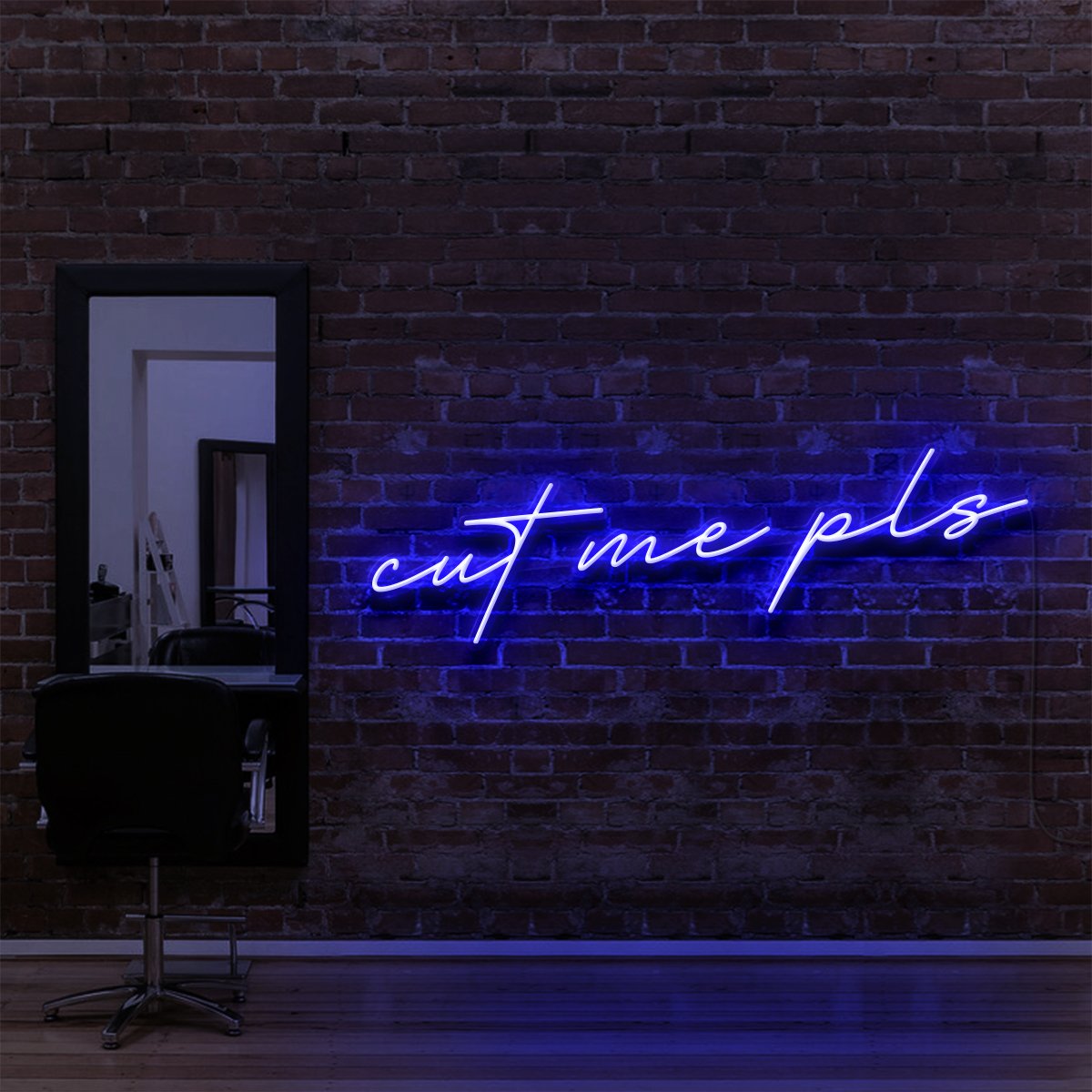 "Cut Me Pls" Neon Sign for Hair Salons & Barbershops 90cm (3ft) / Blue / LED Neon by Neon Icons
