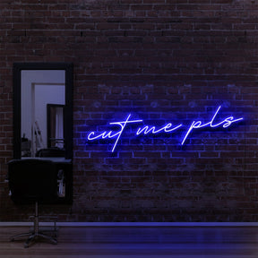 "Cut Me Pls" Neon Sign for Hair Salons & Barbershops 90cm (3ft) / Blue / LED Neon by Neon Icons