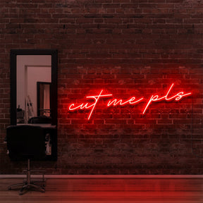 "Cut Me Pls" Neon Sign for Hair Salons & Barbershops by Neon Icons