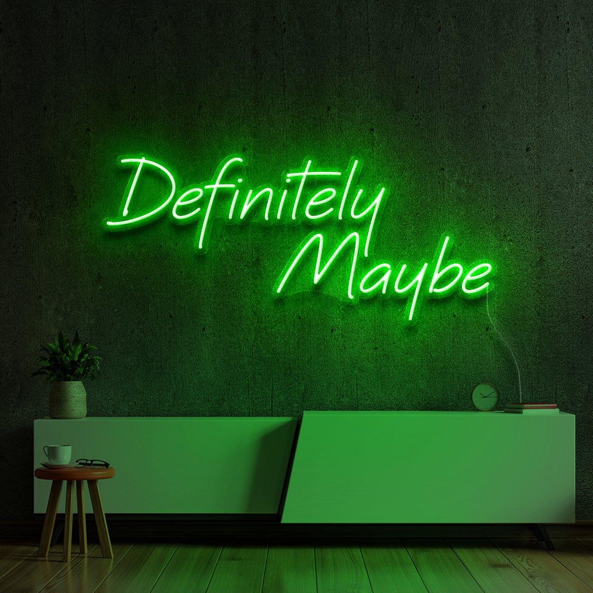 "Definitely Maybe" Neon Sign 60cm (2ft) / Green / LED Neon by Neon Icons