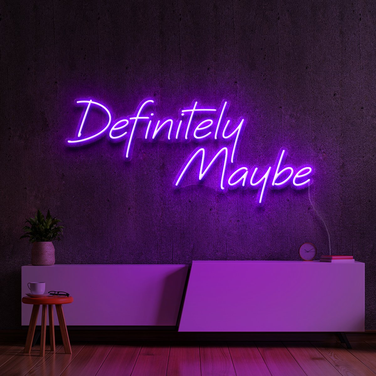 "Definitely Maybe" Neon Sign 60cm (2ft) / Purple / LED Neon by Neon Icons