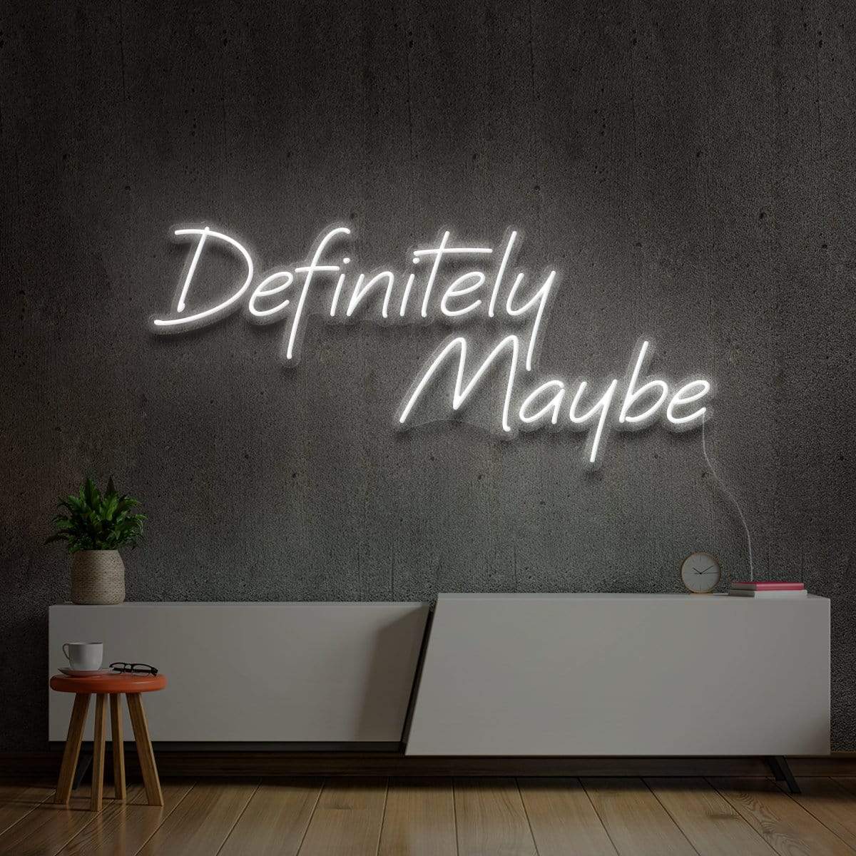 "Definitely Maybe" Neon Sign 60cm (2ft) / White / LED Neon by Neon Icons